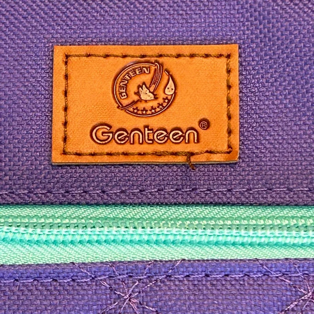 Genteen Purple Insulated Lunch Bag Quilted with Handled and Mesh Side Pocket